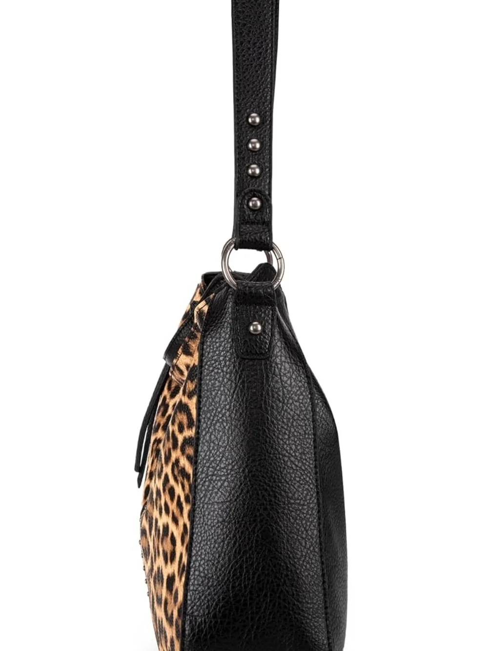 Leopard Print Women’s Shoulder Bag with Black Trim